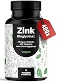 Zink Tabletten hochdosiert 25mg - 400 Tabletten hochdosiert mit Zink-Bisglycinat - Vegan und produziert in Deutschland - Laborgeprüft