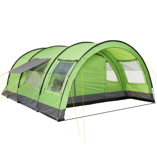 CampFeuer Zelt Relax6 für 6 Personen | Grün/Grau | Variables Tunnelzelt mit großem Vorraum, 5000 mm Wassersäule | Abtrennbare Schlafkabine | Gruppenzelt, Campingzelt, Familienzelt