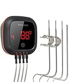 Inkbird IBT-4XS Bluetooth Barbecue Grillthermometer mit dem 1000mAh Li-Batterie, Magnet Montagedesign und Rotations Lesebildschirm Thermometer für BBQ, Küche, Grill, Ofen, Fleisch Digital