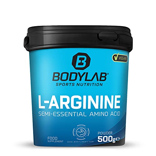 Bodylab24 L-Arginine Powder 500g, reines Arginin-Pulver, 2000mg Arginin je Dosis, aus Mais- & Zuckerrübenmolasse, zucker- und aspartamfrei, ideal mit Kreatin und Beta-Alanin kombinierbar