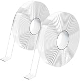 KTRIO 3M Doppelseitiges Klebeband, 6m Länge –Wiederverwendbar & Waschbar, Rückstandslos Entfernbar – Ideal für Home, Büro & Outdoor Anwendungen（2 Roll）
