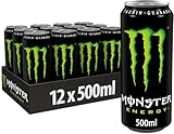 Monster Energy - koffeinhaltiger Energydrink mit klassischem Energy-Geschmack - in praktischen Einweg Dosen (12 x 500 ml)