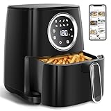 Aigostar Airfryer 4.2L, Heißuftfritteuse XXL, 1400W Air Fryer，8 Menü und Rezept，Scannen Sie den QR-Code, um der Rezeptgemeinschaft beizutreten， LED-Touchscreen, BPA-frei, Schwarze