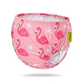 Swimbobo Baby Badewindelhosen Wiederverwendbare Gestreifte Badehose für Baby Jungen und Mädchen (L, Rosa Flamingo)