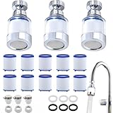 16 Stück Wasserfilter Wasserhahn Set, 3Pcs 360° Wasserhahn Filter +10 Pcs PP-Baumwollfilterelement + 3 Pcs Universelle Schnittstelle, Wasserhahn Filter Für Trinkwasser, Für Küche, Bad, Waschbecken