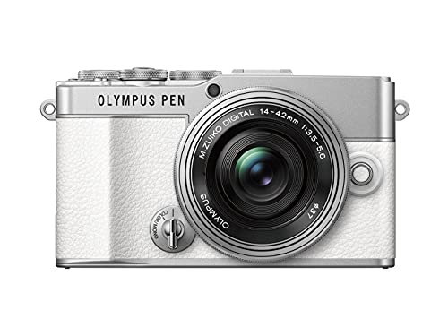 Olympus Pen E-P7 Kamera-Kit, 20-MP-Sensor, neigbarer HD LCD-Bildschirm, 4K-Video, Wi-Fi, Farb- und Monochromprofilsteuerung, weiß, inkl. M.Zuiko Digital ED 14-42mm EZ Silber