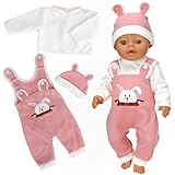 YHGETSUM Kleidung Outfits für Baby Puppen Kleidung Puppenkleidung 35-43 cm Newborn Baby Puppe Kleidung Zubehör mit Hut Langarm Hose Geschenk für Kinder Mädchen Jungen - Hasen