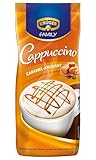 KRÜGER Family Cappuccino Caramel-Krokant, aromatisiertes Getränkepulver mit löslichem Bohnenkaffee, koffeinhaltig, 500 g Beutel