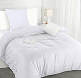 Utopia Bedding Bettwäsche Set - Mikrofaser Bettbezug + Kissenbezüge (Weiß, 135x200cm + 1 x Kissenbezug 80x80cm)