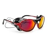 Daisan Gletscherbrille mit Seitenschutz, Kategorie 4 Gläser, UV-Schutz für Wanderungen & Bergtouren im Hochgebirge (Rot)