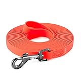 Toozey Wasserdicht Schleppleine für Hunde, 5m/10m/15m/20m - Robuste & Reißfeste Hundeleine mit Handschlaufe und Karabiner, Wetterfest Trainingsleine für Große bis Kleine Hunde, Neon Orange