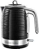 Russell Hobbs Wasserkocher [1,7l, 2400W] Inspire Schwarz mit hochwertiger Hochglanz-Struktur (Schnellkochfunktion, herausnehmbarer Kalkfilter,Wasserstandsanzeige,abnehmbarer Deckel) Teekocher 24361-70