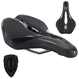 Fahrradsattel Herren Bequem, Memory Schaum Radsattel Weicher Gel Ergonomisch Fahrrad Sattel mit überzug, atmungsaktiv stoßdämpfend Cityradsättel Mountainbikesätte für Damen & Herren