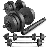 TREX SPORT Hanteln Set | 2er Set Kurzhanteln & Langhantel | 20kg 40kg Hantelset Dumbbell Set mit Verbindungsrohr - 20kg (2x10kg)