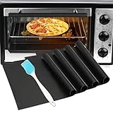4 Stück Dauerbackmatte mit 1 Bürste Backpapier Wiederverwendbar 33 x 40 cm Dauerbackfolie für Backofen Backofenmatte Geeignet für Ofengrills, Grillen im Freien, Backen