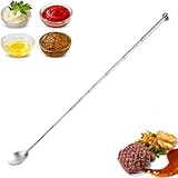 Eis-Teelöffel mit langem Griff, Rührlöffel aus Edelstahl, Tragbarer Mixlöffel, ausziehbare Rührlöffel | Kaffeelöffel mit langem Getränkehalter, Picknick