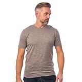 100% Merino Wolle Tshirt Herren - Merino Shirt Herren,Merino Unterwäsche Herren, Sports & Outdoor Gym Shirt Herren (Large, Grey Melange)