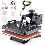 CREWORKS Transferpresse 38x30cm Heißpressmaschine 8-IN-1 Wärmepressmaschine Hitzepresse 360 Grad Schwenkbar Tassenpresse und Kappenpresse, Tassen-, Hut-, Kappen- und T-Shirt-Druckmaschine für zu Hause