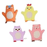 FOMIYES 4 Stück Teiliges Badewaschhandschuh mit Niedlichem Tierdesign Weiche Hautfreundliche Badeschuhe für Sanfte Massage und Gründliche Reinigung für Zuhause und Reisen
