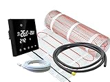 Elektrische Fußbodenheizung SunPro für Fliesen 160 W/m² - Komplett-Set mit Thermostat RT-50 touch/schwarz (2,5 m² - 0,5 x 5 m)