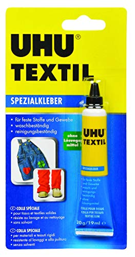 UHU Spezialkleber Textil Tube, Schnellabbindender Klebstoff für verschiedenste Textilien und Stoffe, 20 g