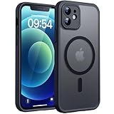 TOCOL für iPhone 12 Hülle für Magsafe, Vollständiger Kameraschutz Stoßfest Kratzfest Transluzente Rückseite Magnetisch Handyhülle für iPhone 12 Case, Schwarz