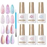 Nagellack, Gelnagellack - Glitzer -Nagellack,6 Farben Glitzer Top Coat Fingernail Art Maniküre Vorräte für Frauen, Zuhause oder Salon verwenden