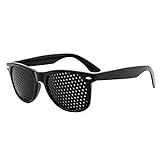 Grenhaven schwarze Rasterbrille/Lochbrille für Augentraining und Entspannung, Gitter-Brille mit faltbaren Bügeln, Pinhole Glasses