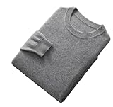 Kaschmir-Pullover für Herren, warm, lässig, Strickpullover mit O-Ausschnitt, grau, M
