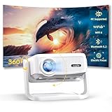 Beamer丨[Elektrischer Fokus丨Auto Keystone] 4K Full HD 1080P Unterstützt,WiFi 6 und Bluetooth丨Mini beamer, 300 Zoll, 360-Grad-Drehbar Beamer, Ideal für Heimkino丨Outdoor Projektor Kompatibel mit Handy,PC