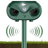 Katzenschreck Ultraschall, 4 Modi Solar Tiervertreiber Marderschreck, Katzenvertreiber Ultraschall Wasserdicht mit Bewegungsmelder Blinklicht für Garten Katzen Hunde Vögel Füchse IP54 Wasserdicht