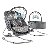 Engel & Storch Babywippe VIGO Baby Schaukelstuhl Babywiege mit abnehmbarem Bezug und Spielebogen - in Grau + Grau