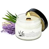UniQandle Duftkerzen im Glas – Starker Duft, gleichmäßiges Brennen, als Geschenk geeignet – Langbrennend, Holzdocht, natürliches Wachs, Soy Wax (Lavender & Lemongrass)