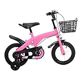 Nurnesy Pink Kids Bike, Trainingsräder, Korb, Einstellbare Sitzbalkenhöhe, Kinder Fahrrad 3-10 Jahre (16in)
