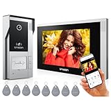 TMEZON WLAN IP Video Türsprechanlage,1080P Türklingel mit Kamera,4 Draht Technik,7''IP Touchscreen,APP/Swipe Card Unlock,Bewegungsmeldung,Aufnahme und WiedergabeTürsprechanlage mit türöffner