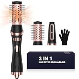 Atopskins Air Styler 2 In 1 Föhnbürste Rotierend Warmluftbürste Rundbürstenföhn Mit Elektrische Rundbürste, 2 Aufsätzen, 38Mm / 50Mm, Rotierende Warmluftbürste Selbstdrehend, Volumen Föhnbürste