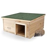 WILDLIFE FRIEND Igelhaus Winterfest Mit Boden Aus Holz - Wetterfestes Igelfutterhaus Mit Labyrinth-Eingang Und Rattenklappe - Katzensicheres Igel Winterquartier 40 x 40 x 19 cm Für Garten