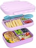 CAPERCI Brotdose Kinder mit Fächern - 1400ml Lunchbox Kinder Bento Box mit Unterteilung Auslaufsicher Brotbox für Mädchen & Jungen Schule, Kindergarten, Ausflüge（Lila）