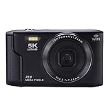 5K Digitalkamera 72MP 16x Zoom 2,8 Zoll LCD -Bildschirm AF Autofokus mit Flash Light WiFi -Kamera für die Reisefotografie (Black)