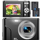 Digitalkamera, Kompaktkamera 1080P FHD 36MP Fotokamera Mini Videokamera mit 16X Digitalzoom, und 2 Batterien Wiederaufladbare kinderkamera Geschenk für Kinder Studenten Teenager, Anfänger
