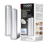 CASO Profi- Folienrollen 30x600 cm / 2 Rollen, für alle Vakuumierer,BPA-frei,sehr stark und reißfest ca. 150µm, aromadicht, kochfest, Sous Vide, wiederverwendbar,inkl. Food Manager Sticker,Transparent