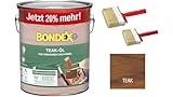 Bondex Teak-Öl 3 Liter - Holzöl - Natürliche Eigenfärbung - Witterungsbeständigkeit - UV-Schutz - Wasserabweisend - inkl. 2 Flächenstreicher 100x30mm und 70x30mm (Teak Öl 3 Liter)