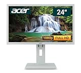 Acer B24 24 Zoll Business Computer Monitor, Desktop Gaming Monitor, Full HD (VGA - DVI - VESA), PC Bildschirm, Weiß/Hellgrau (Generalüberholt)