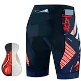 Fahrradhose Herren Mit Sitzpolster Radlerhose Gepolstert Elastische Radhose Kurz Mit 3 Taschen Atmungsaktiv Radunterhose Schnelltrockende, Fahrradbekleidung Herren, Rennrad Hose Herren A,3XL
