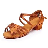 Professionelle Latein Tanzschuhe für Frauen Low Heels 3.5 cm für Mädchen Latein Chacha Salsa Jazz Ballsaal Tanzschuh für Anfänger Übungsspiel Braun 37