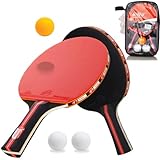 Tischtennisschläger, Amaza Professionel Tischtennis Set, 2 Tischtennisschläger + 3 Tischtennis Bälle für Amateure, Anfänger, Experten