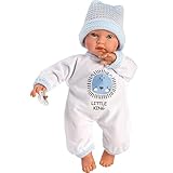 Llorens 1030009 Puppe Cuquito mit blauen Augen, Babypuppe mit weichem Körper, Puppenjunge inkl. Stampler und Mütze, 30 cm