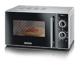 SEVERIN 2-in-1 Mikrowelle mit Grill 700 W, Grillofen mit 9 Automatikprogrammen, Mikrowelle mit Grillrost und Drehteller, silber-schwarz, MW 7771