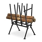Relaxdays Sägebock, Holzsägearbeiten, 400 kg, Sägegestell für Kettensägen, Stabiler Stahl, HBT 107 x 81 x 53 cm, schwarz