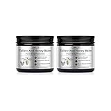 Beef Tallow Creme, Tallow Creme Skincare mit Honig & Bienenwachs - 100% Natürliche Inhaltsstoffe Rindertalg Creme, Tiefenfeuchtigkeit, Repariert trockene & geschädigte Haut, 60g- 2PCS